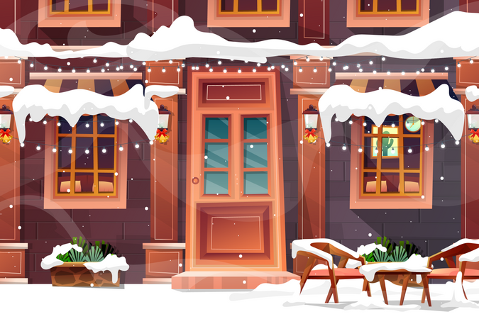 Buildings in snowy  イラスト