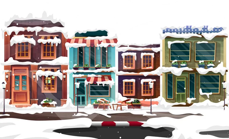 Buildings in snowy  イラスト