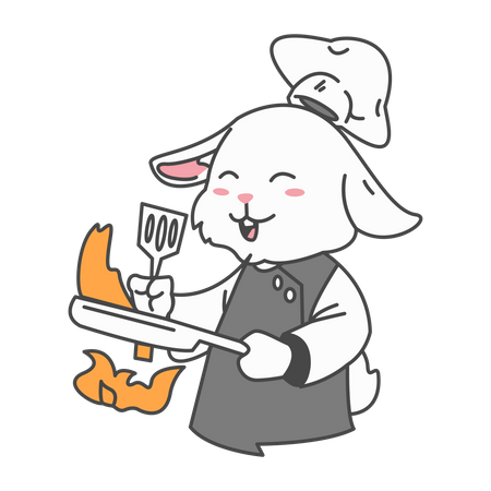 Bunny Frying food  일러스트레이션