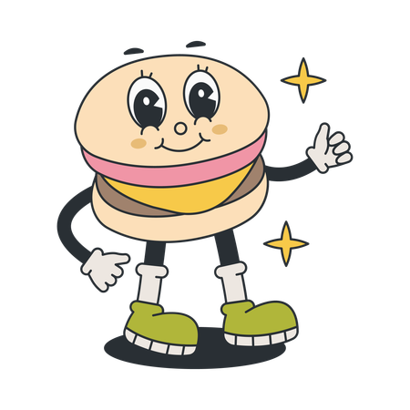 Burger character showing thumbs up  Illustration