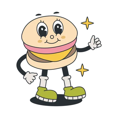 Burger character showing thumbs up  Illustration