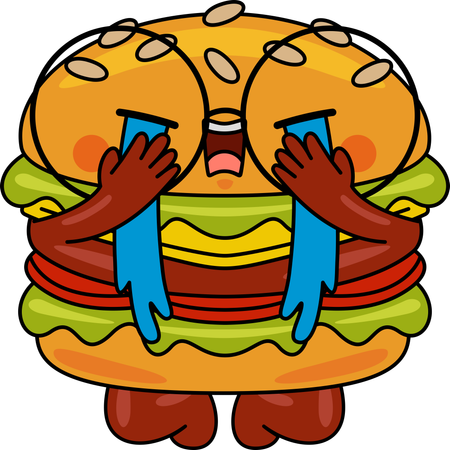 Burger Mascot crying  Illustration