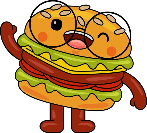 Burger Mascot saying hello  Illustration