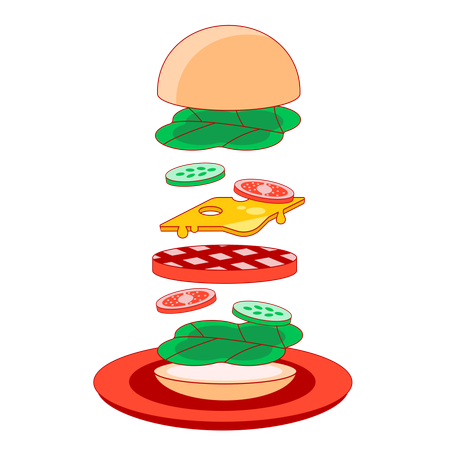 Burger On The Air  Illustration