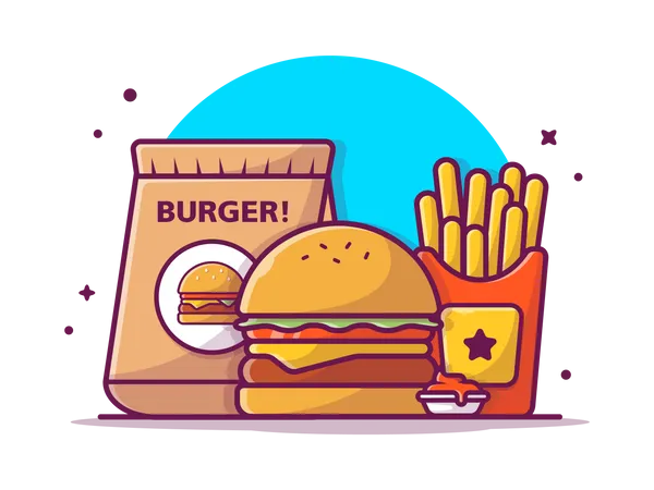 Burger zum Mitnehmen  Illustration