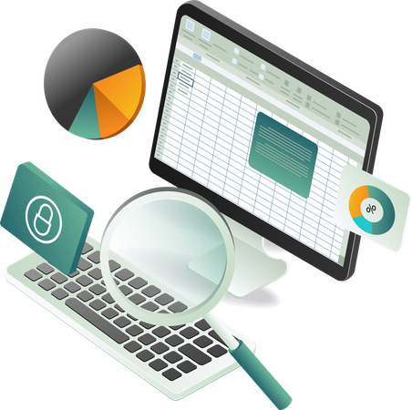 Business analysis and data examination in xls formate  Illustration