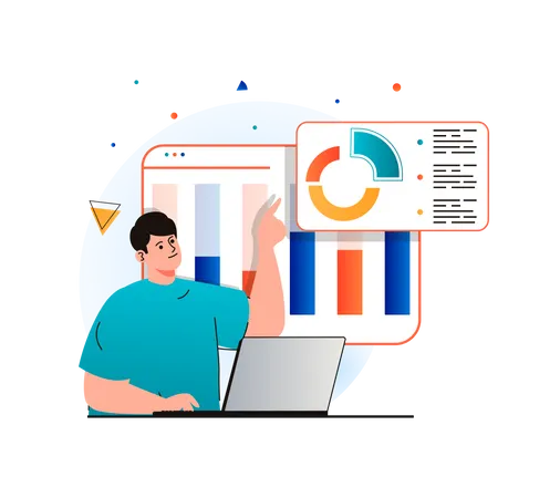 Business analysis by employee  Illustration