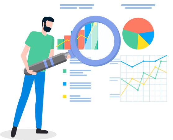 Business consultant consulting the business statistics  Illustration