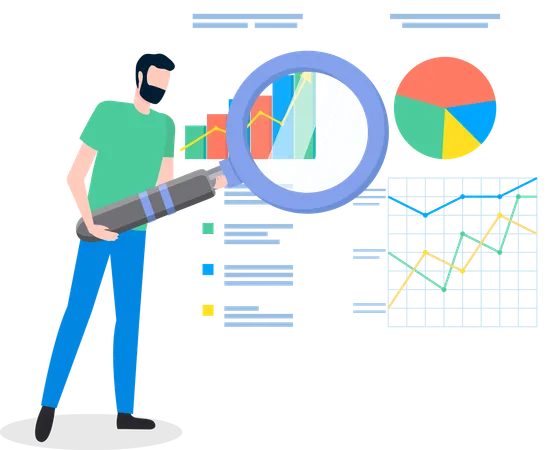 Business consultant consulting the business statistics  Illustration