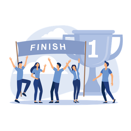 Business leader reached finish line  イラスト