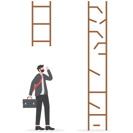 Business men look at broken ladders  Illustration