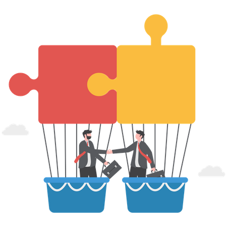 Business partners are solving business problems together  Illustration