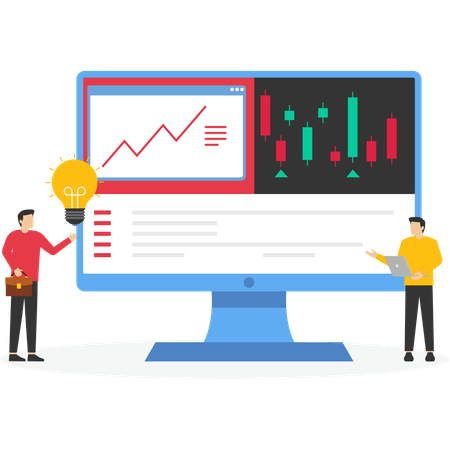 Business people analysing stock market  Illustration