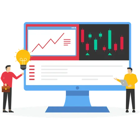 Business people analysing stock market  Illustration