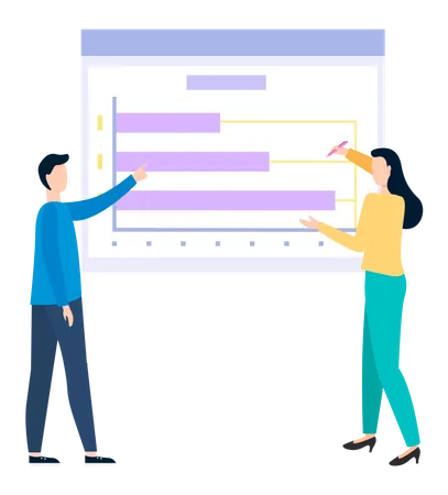 Business people analyzing diagrams and statistical presentation  일러스트레이션