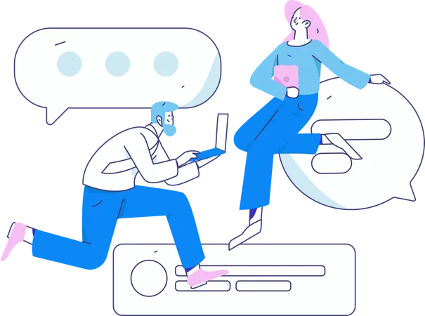 Business people conducts communication online  Illustration