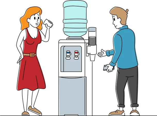 Business People Drinking Water at Water Cooler  Illustration