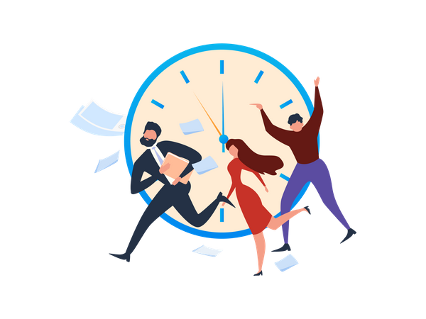 Business people in hurry due to time management  Illustration