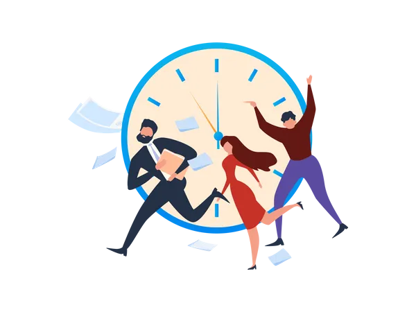 Business people in hurry due to time management  Illustration