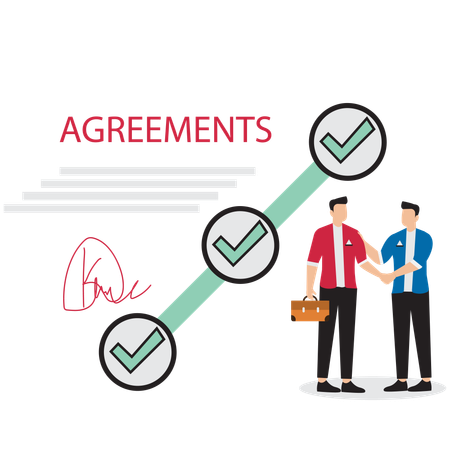 Business people Promise or agreement to deliver or finish work  Illustration