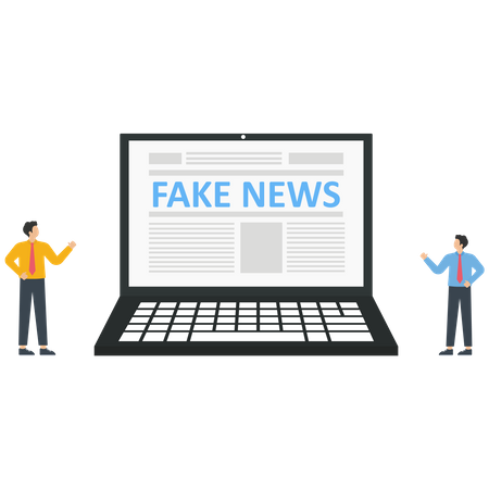 Business people see fake news from a laptop  Illustration