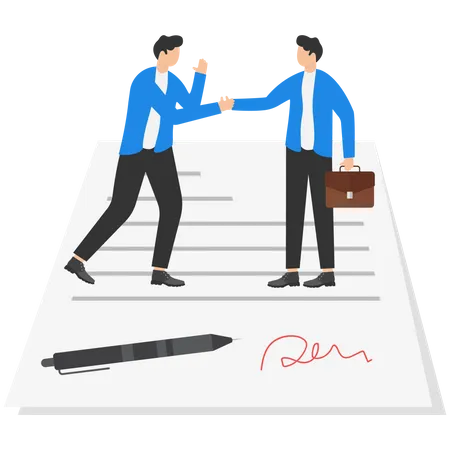 Business people signing agreement document  Illustration