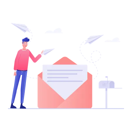 Business Person Sending Mail  イラスト