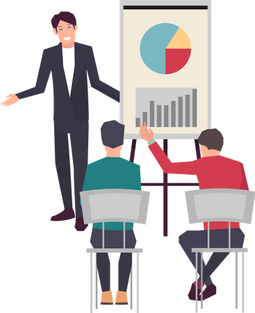 Business professional presenting chart in the meeting  イラスト