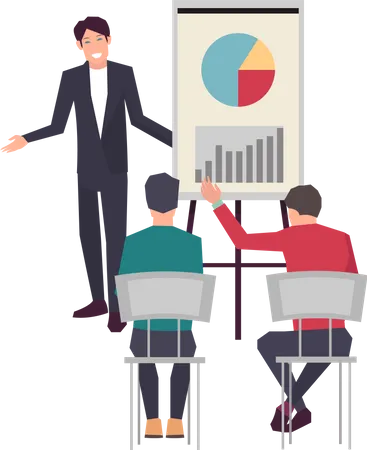 Business professional presenting chart in the meeting  イラスト