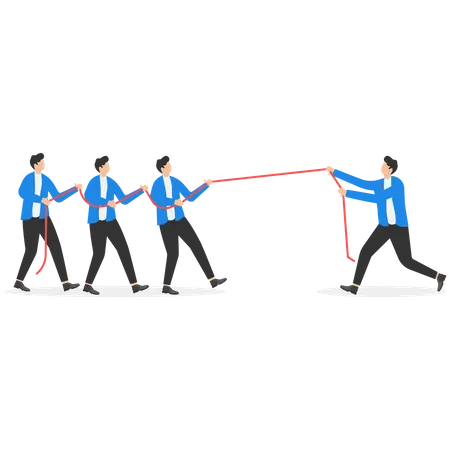 Business professionals in tug of war  イラスト