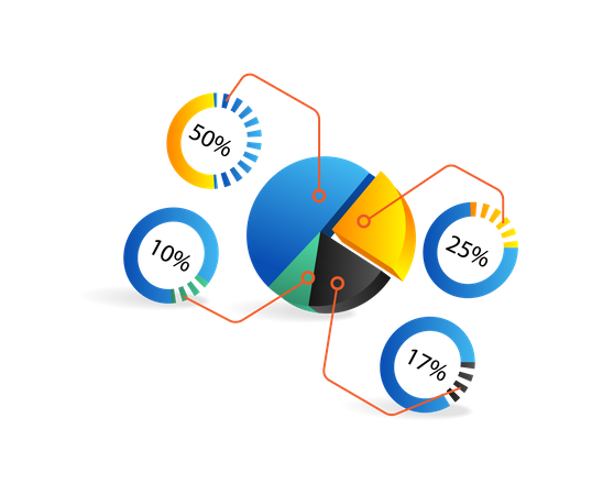 Business profit sharing pie chart  イラスト