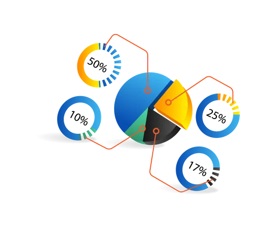 Business profit sharing pie chart  イラスト