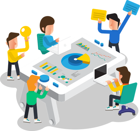 Business team doing data analysis  Illustration