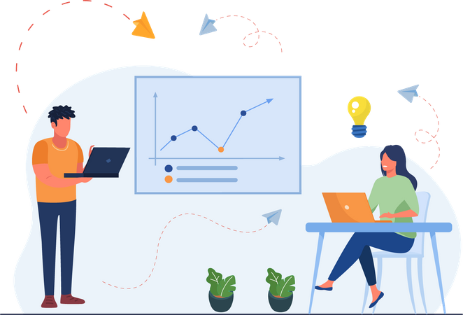 Business team doing Data Analytics  Illustration