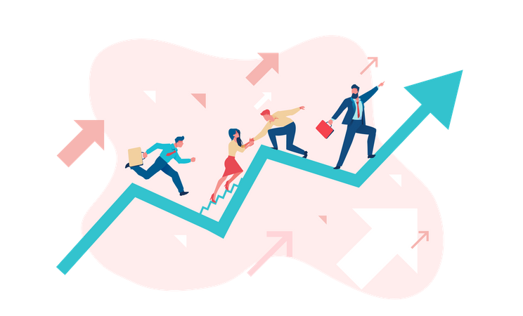 Business team going toward their goal  Illustration