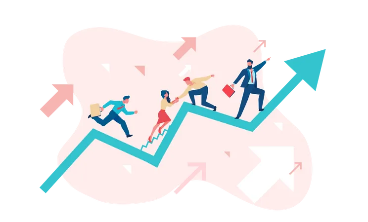 Business team going toward their goal  Illustration