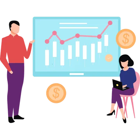 Business team is discussing financial analysis  Illustration