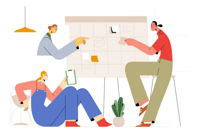 Business team planning together  Illustration