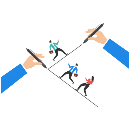 Business team running on the line  Illustration