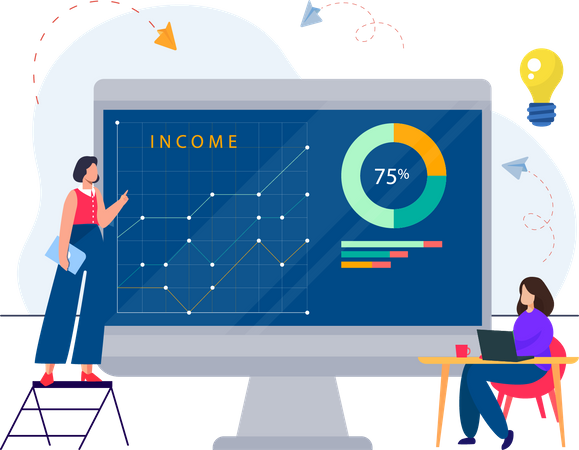 Business team working on Market Analysis  Illustration