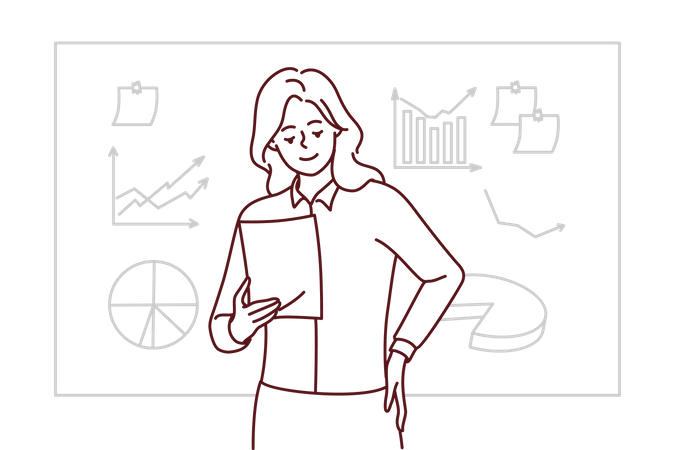 Business woman doing data analysis  Illustration