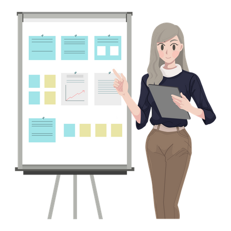 Business Woman giving presentation  Illustration