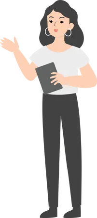 Business woman holding book  Illustration