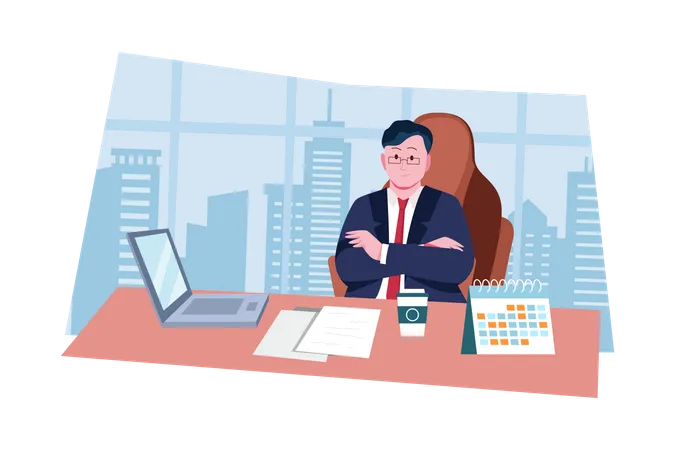 Businessman attending online meeting  Illustration