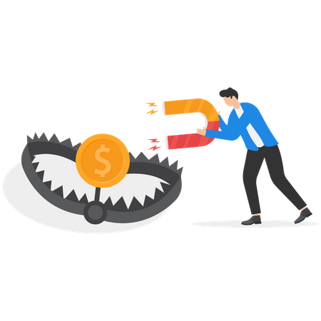 Businessman avoid Money trap  Illustration