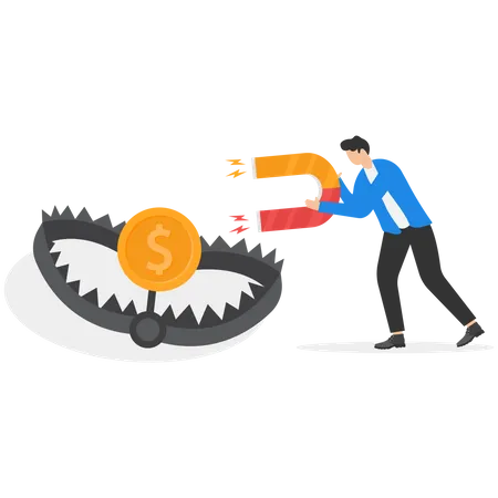 Businessman avoid Money trap  Illustration