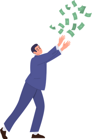 Businessman catch falling money  Illustration