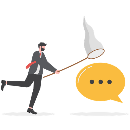 Businessman catching dialog speech bubble  Illustration