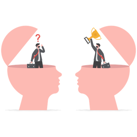 Businessman change thinking New Mindset vs New Result  Illustration