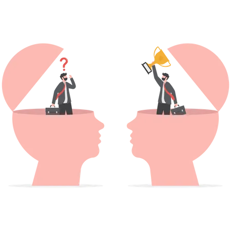 Businessman change thinking New Mindset vs New Result  Illustration